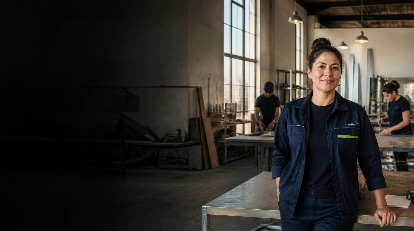 Business owner in her fabrication workshop